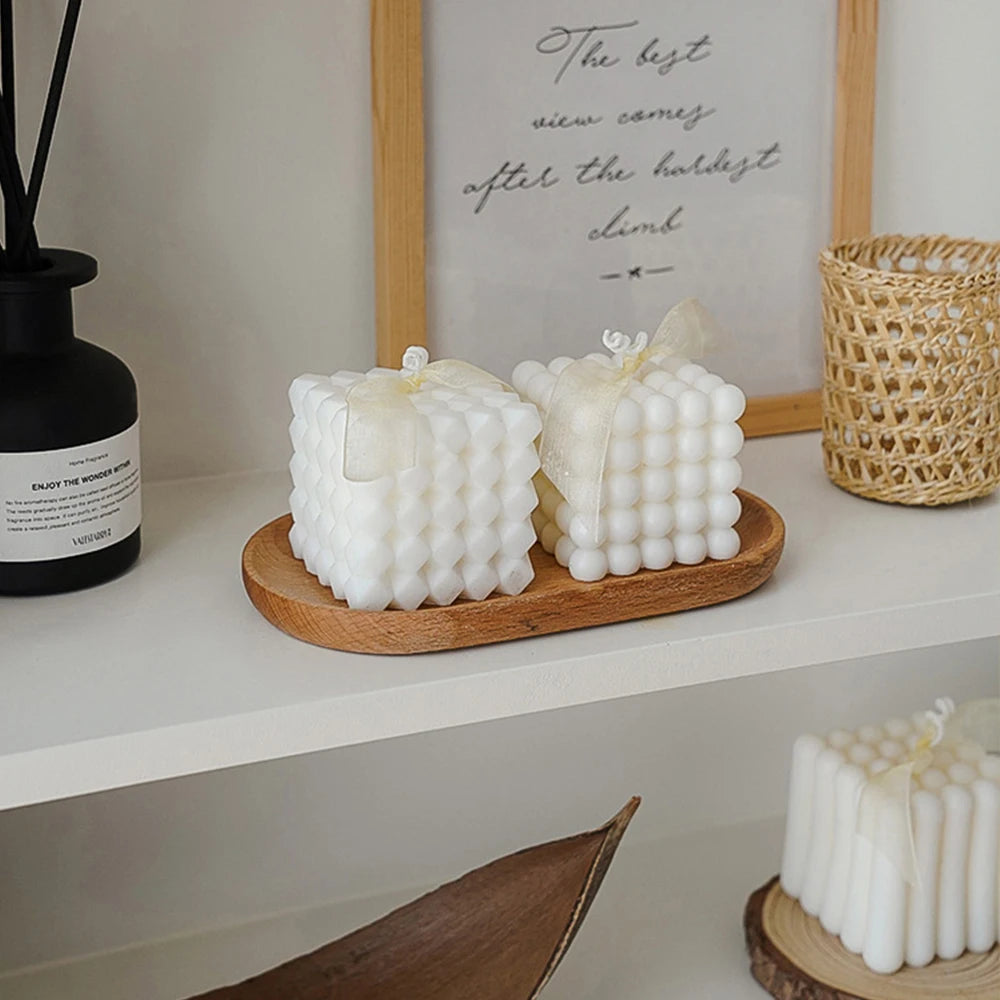 Rubik's Cube Scented Aromatic Candles Soy Wax Candles White English Pear & Freesia Aromatherapy Candle Wedding Home Decoration