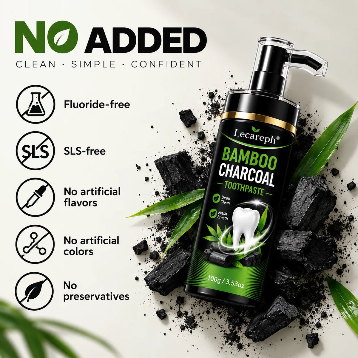5 Days Bamboo Charcoal Toothpaste 9.9% Hydroxyapatite Nicotinamide Whitens Teeth Deep Removal Herbal Gentle Men's Toothpaste