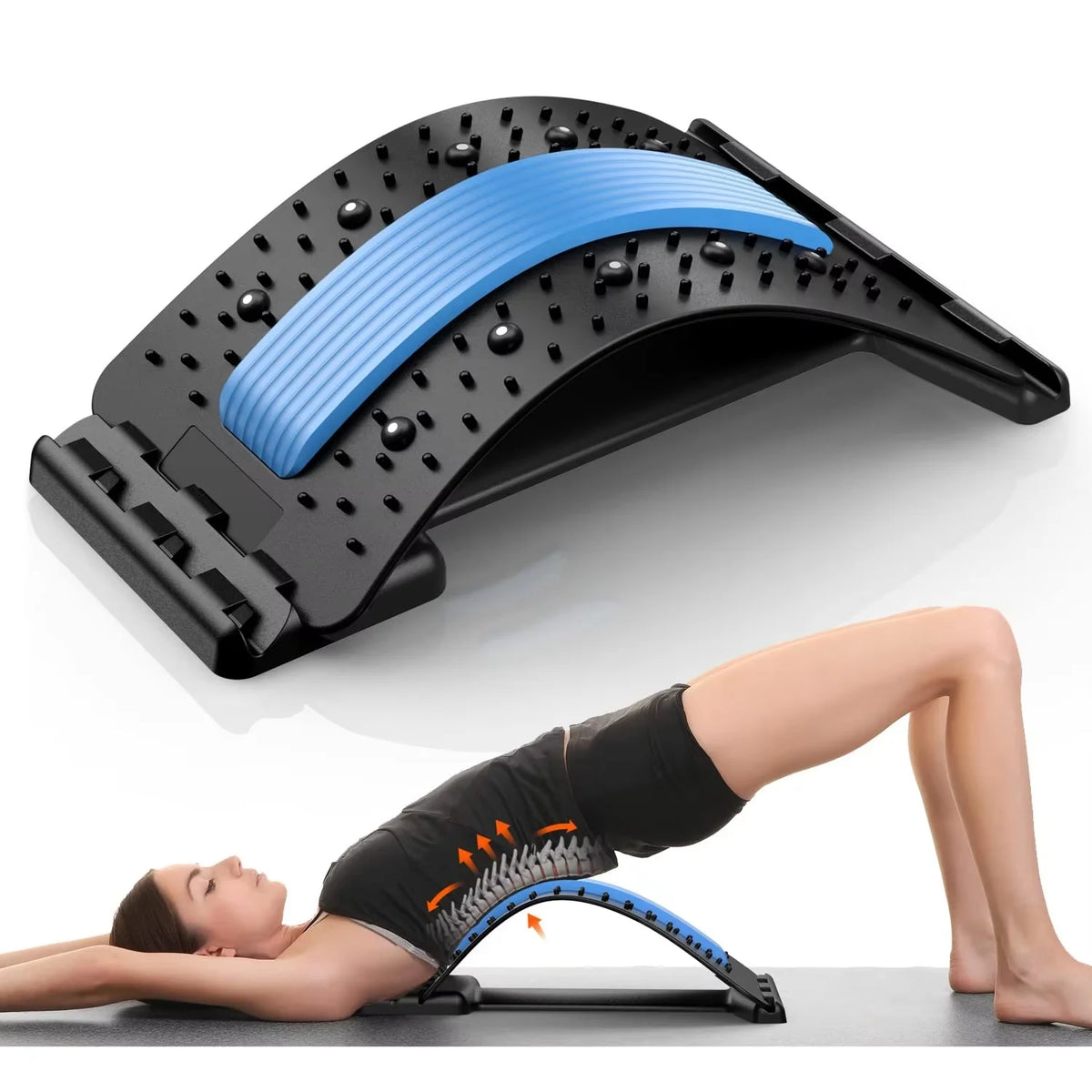 Back Muscle Relax Stretch Equipment, Spine Relaxing Massage Cushion, Lower Back Waist Support Stretcher, Lumbar Pain Relief