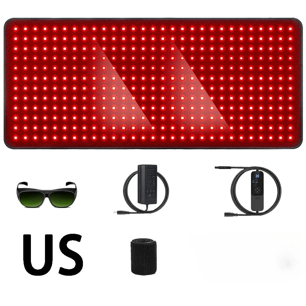 406 LEDs Red Light Therapy Heating Mat Larger Pad 660nm for Waist Back Shoulder Muscle Pain Yoga Mat Relief Relax Infrared Light 850nm