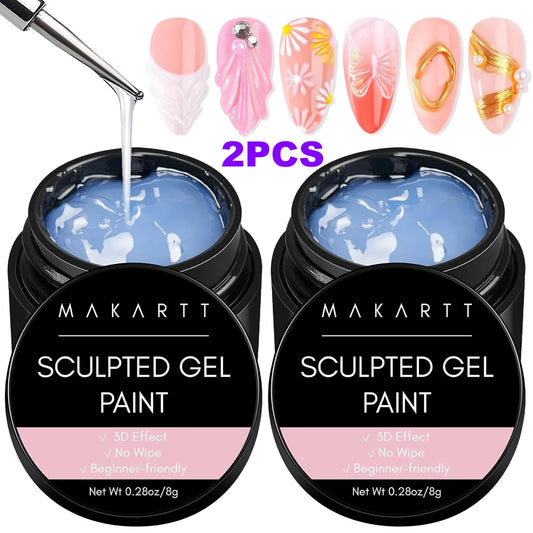 Makartt 3D Nail Gel Clear 3D Painting Gels for Nails Art, Mixable with Chrome Powder and Polish, No Wipe UV Gel for Sculpting
