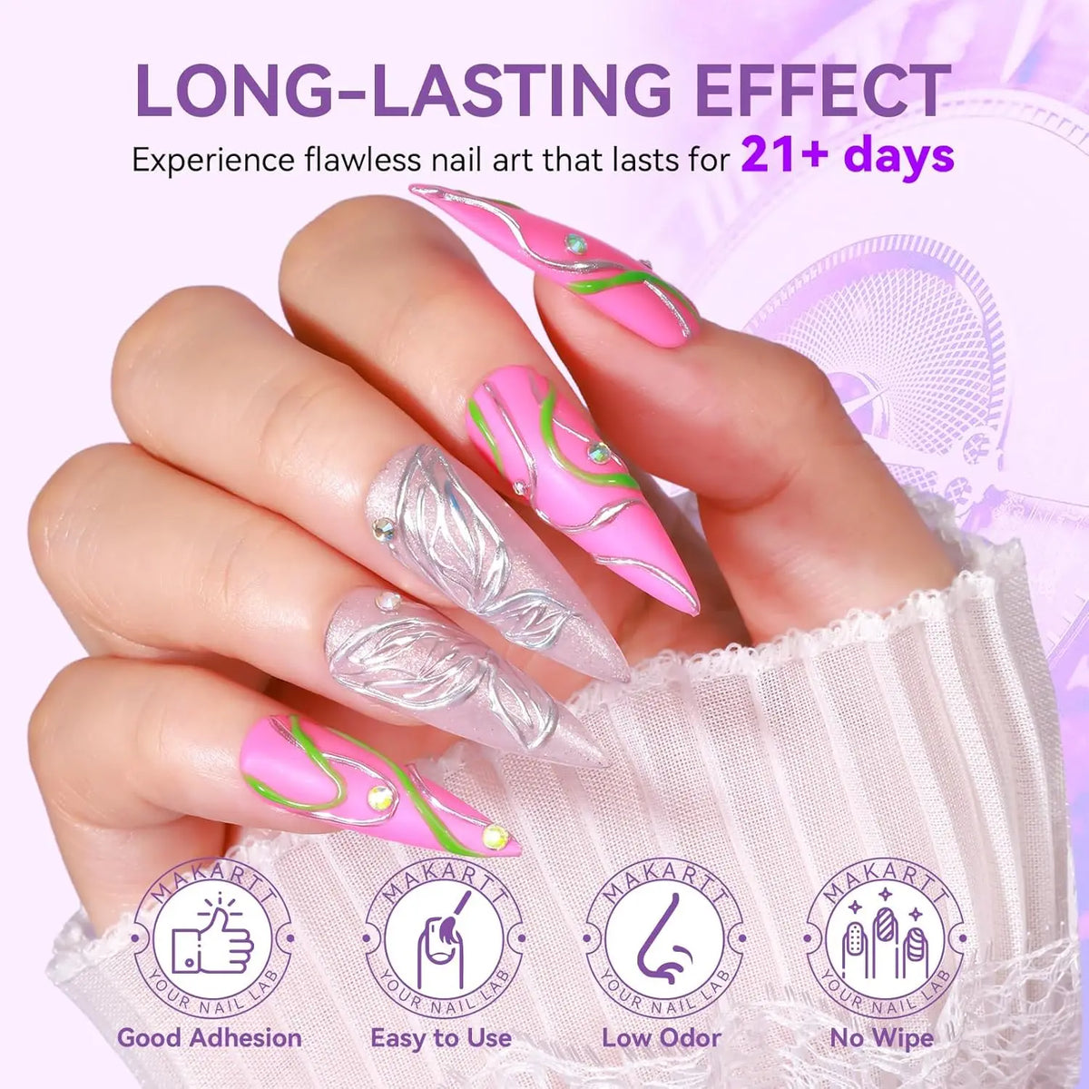 Makartt 3D Nail Gel Clear 3D Painting Gels for Nails Art, Mixable with Chrome Powder and Polish, No Wipe UV Gel for Sculpting