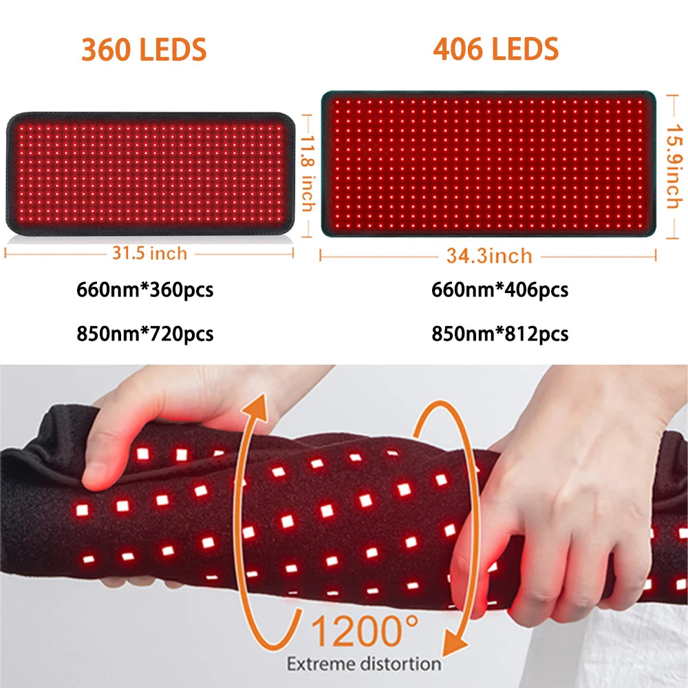 406 LEDs Red Light Therapy Heating Mat Larger Pad 660nm for Waist Back Shoulder Muscle Pain Yoga Mat Relief Relax Infrared Light 850nm