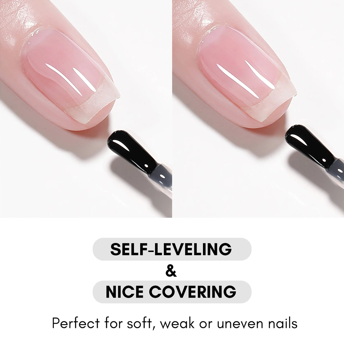 Makartt Builder Nail Gel with Base Top Coat Set- Clear Gel Nail Polish No Wipe Glossy Nail Strengthener Extension Builder