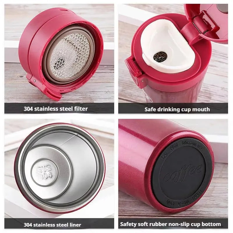 Double-Walled Stainless Steel Thermos 380/510ML Insulated Travel Flask for Hot & Cold Drinks Outdoors